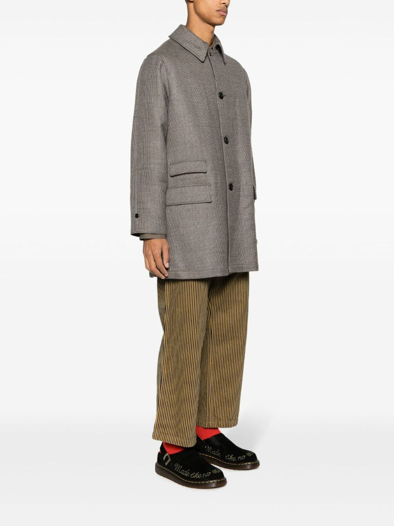 Grey Checked Wool Coat