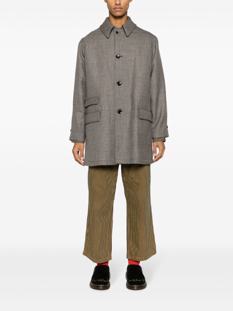 Grey Checked Wool Coat