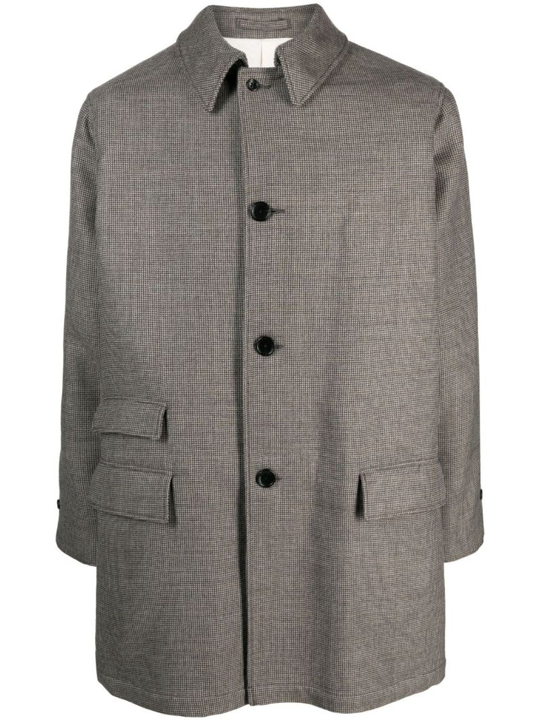 Grey Checked Wool Coat