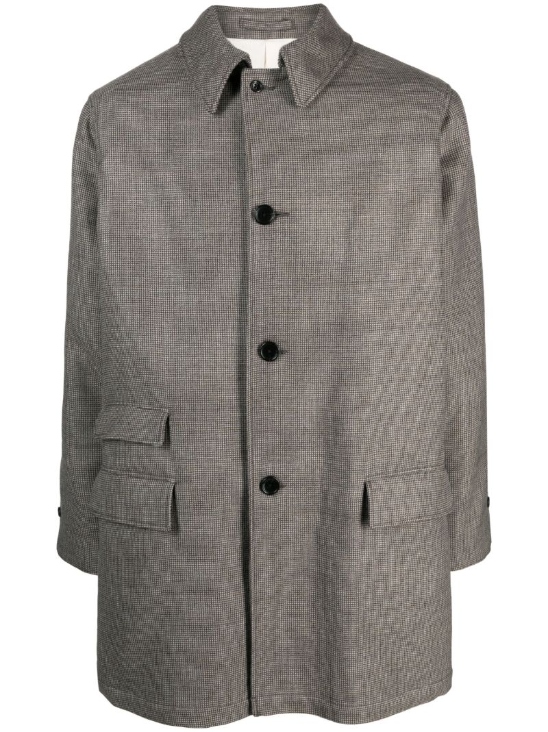 Grey Checked Wool Coat