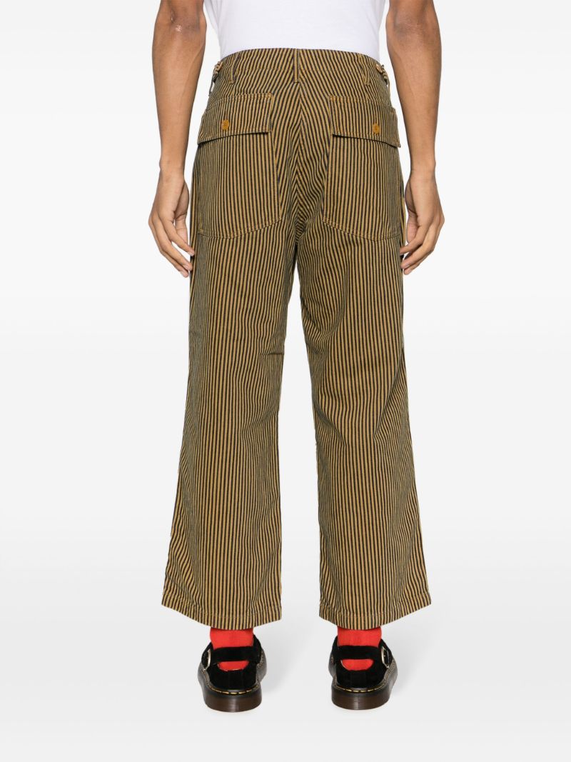 Yellow Striped Straight Leg Cotton Trousers