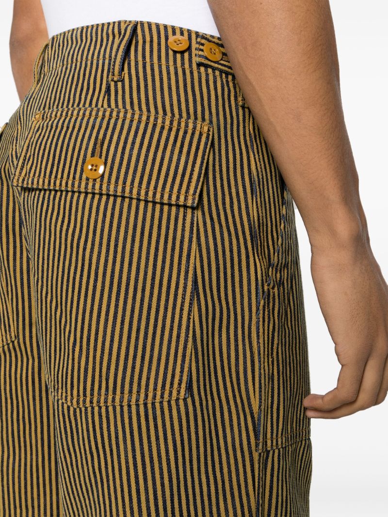 Yellow Striped Straight Leg Cotton Trousers