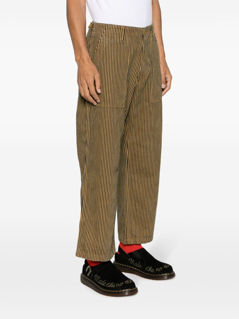 Yellow Striped Straight Leg Cotton Trousers