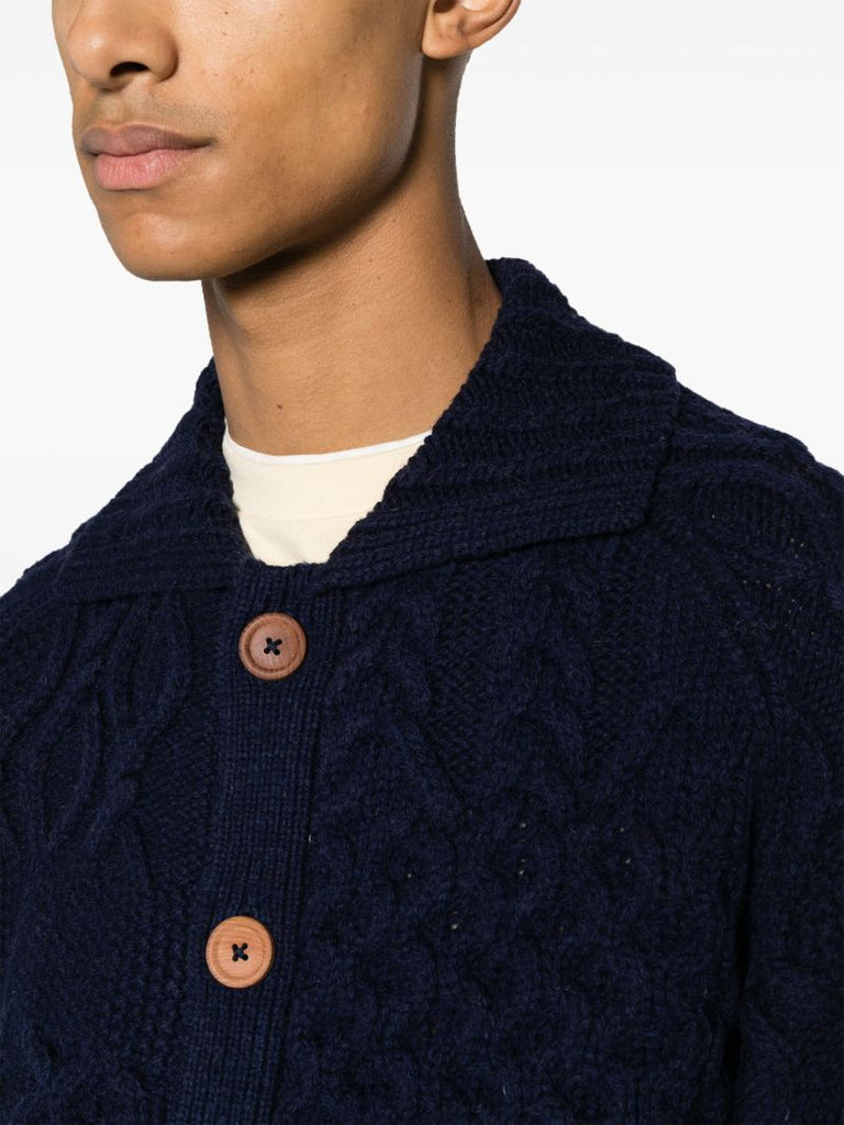 Blue Alan Patchwork Wool Cardigan