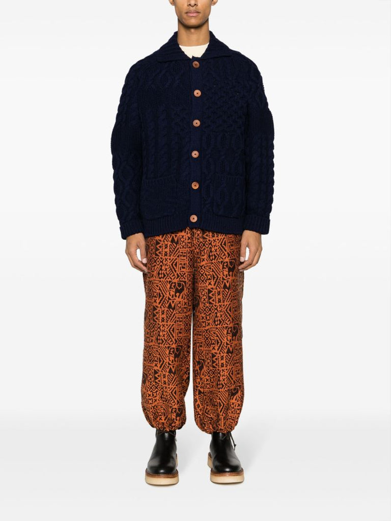 Blue Alan Patchwork Wool Cardigan