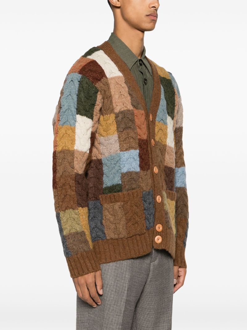 Brown Cable-knit Wool Cardigan