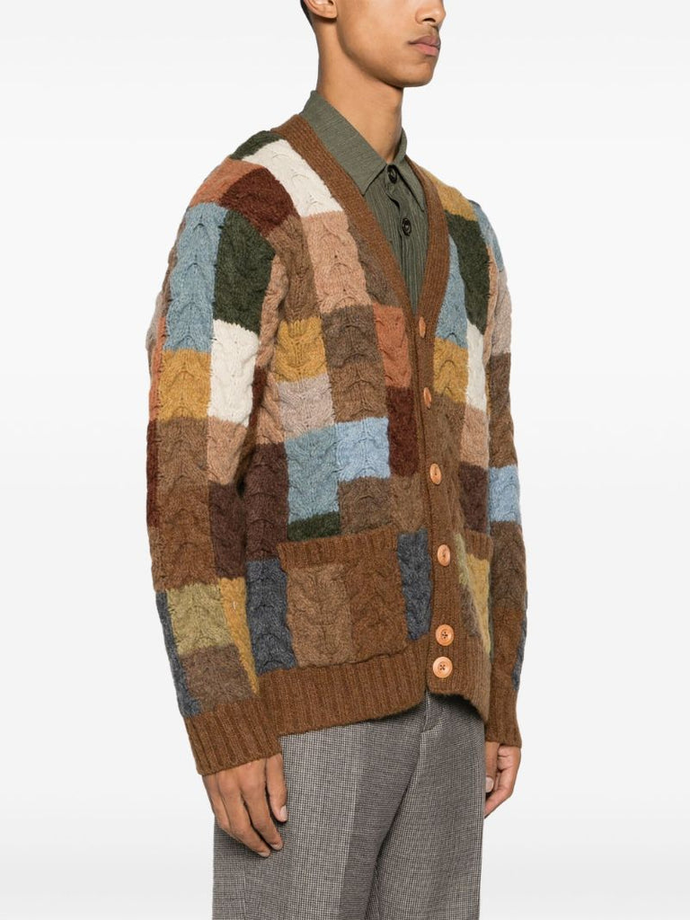 Brown Cable-knit Wool Cardigan