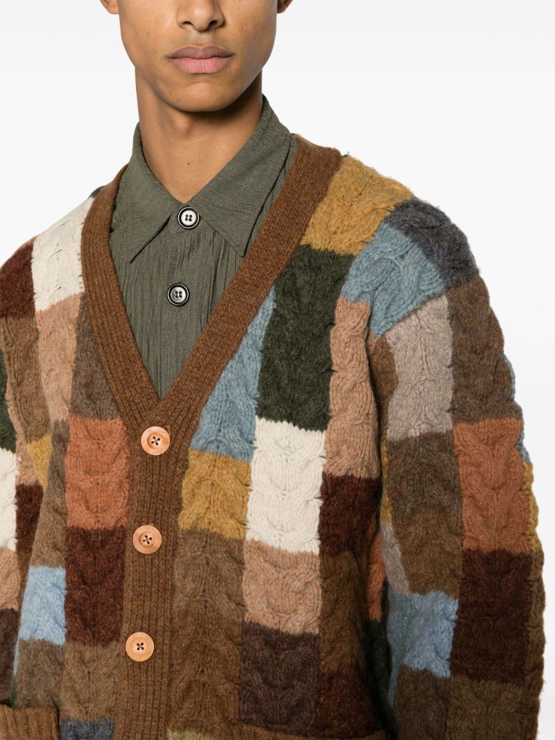 Brown Cable-knit Wool Cardigan