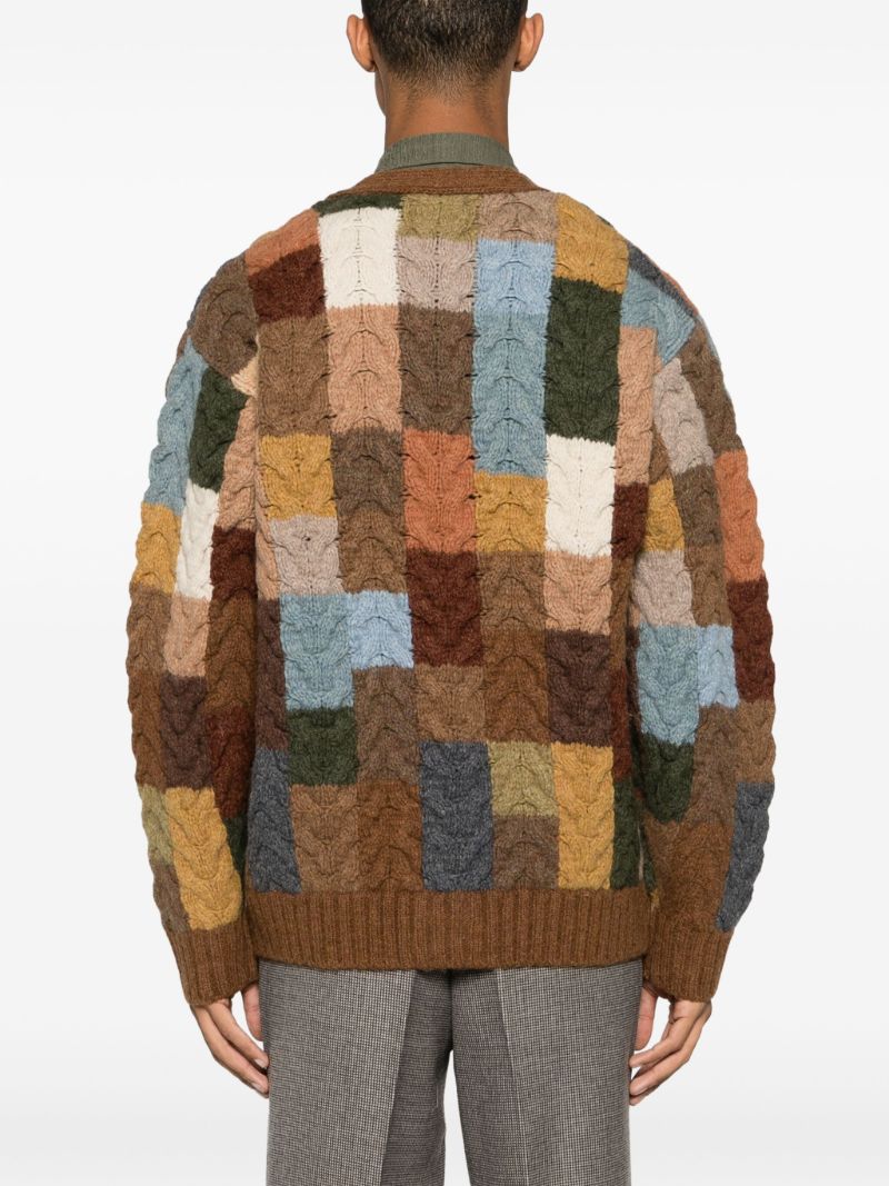 Brown Cable-knit Wool Cardigan
