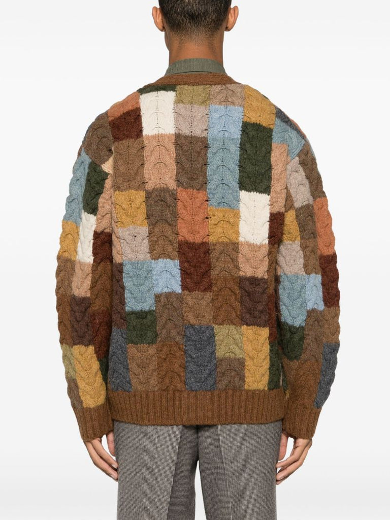 Brown Cable-knit Wool Cardigan