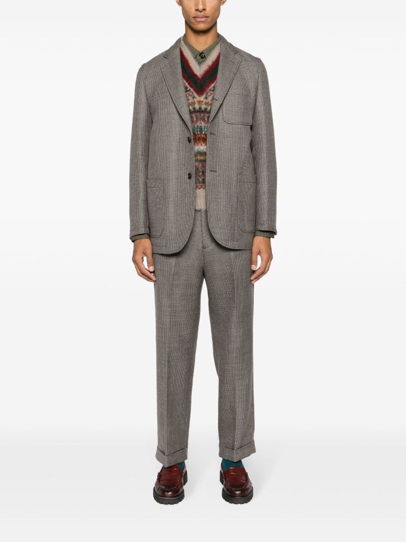 Neutral Fair Isle Intarsia-knit Knitted Vest
