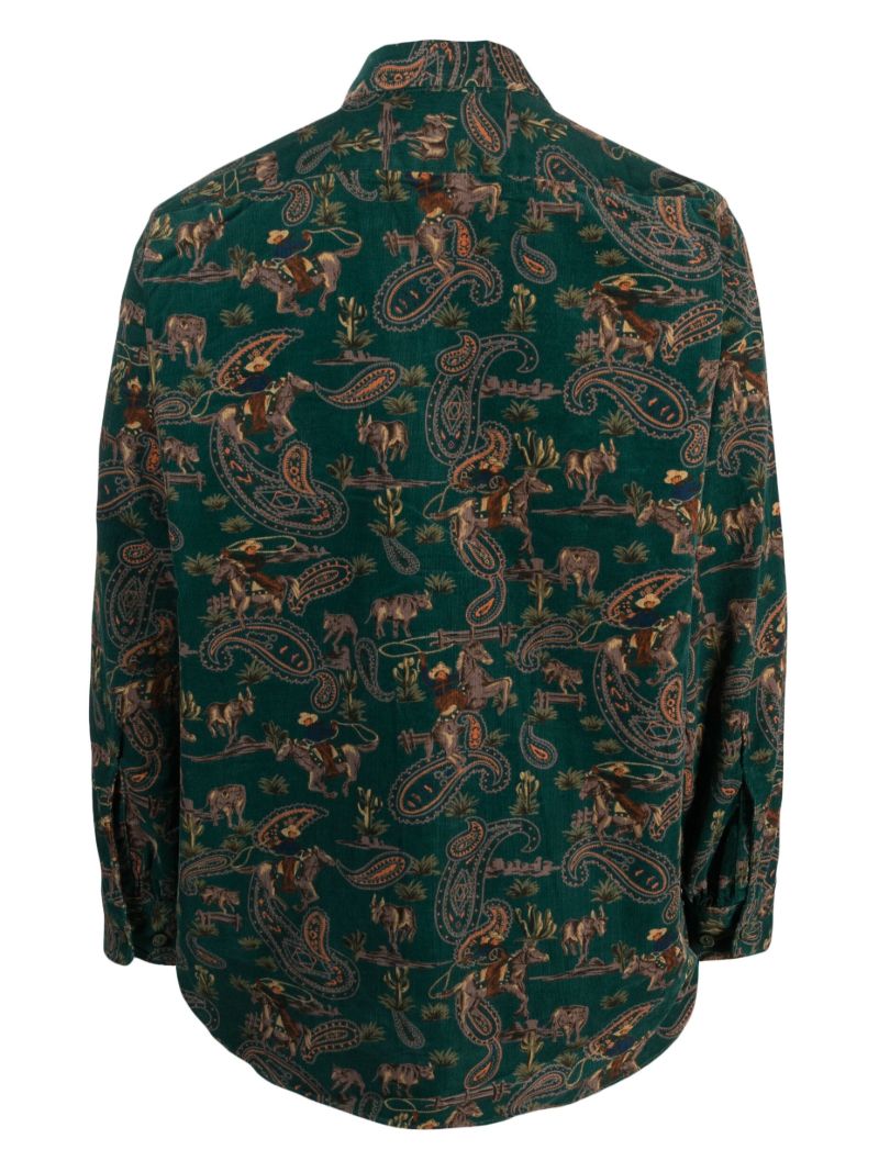 Green Cowboy-print Cotton Shirt