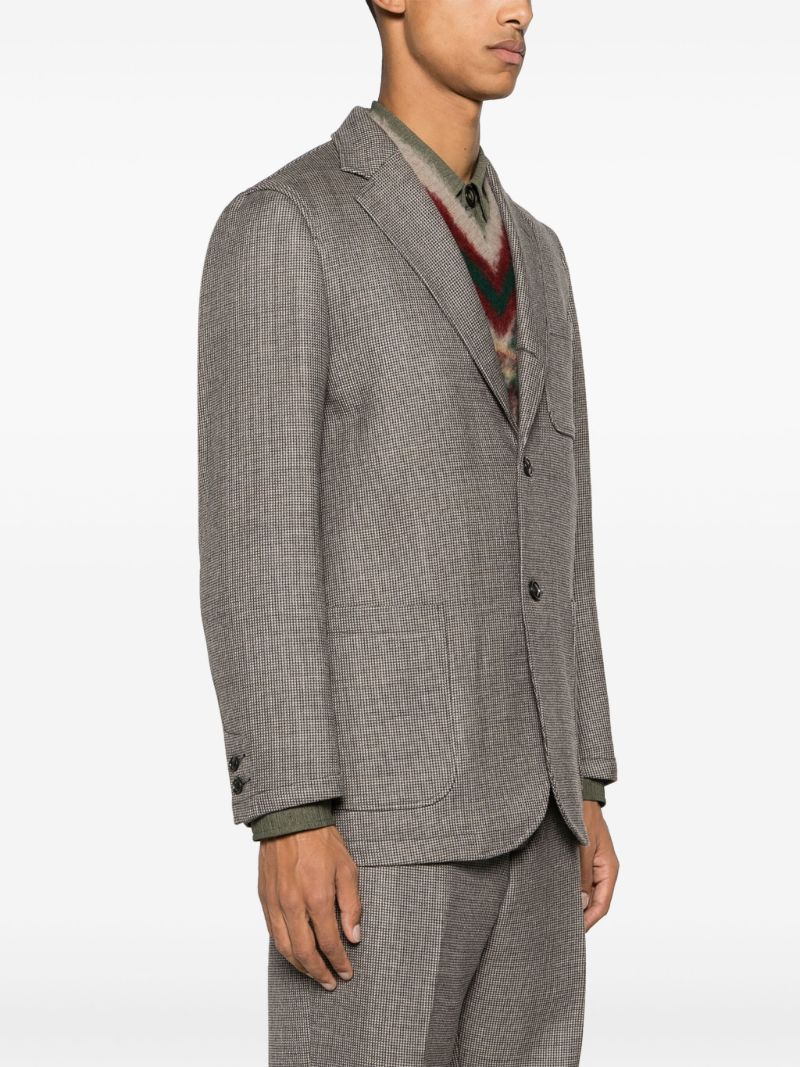 Grey 3b Checkered Wool Blazer