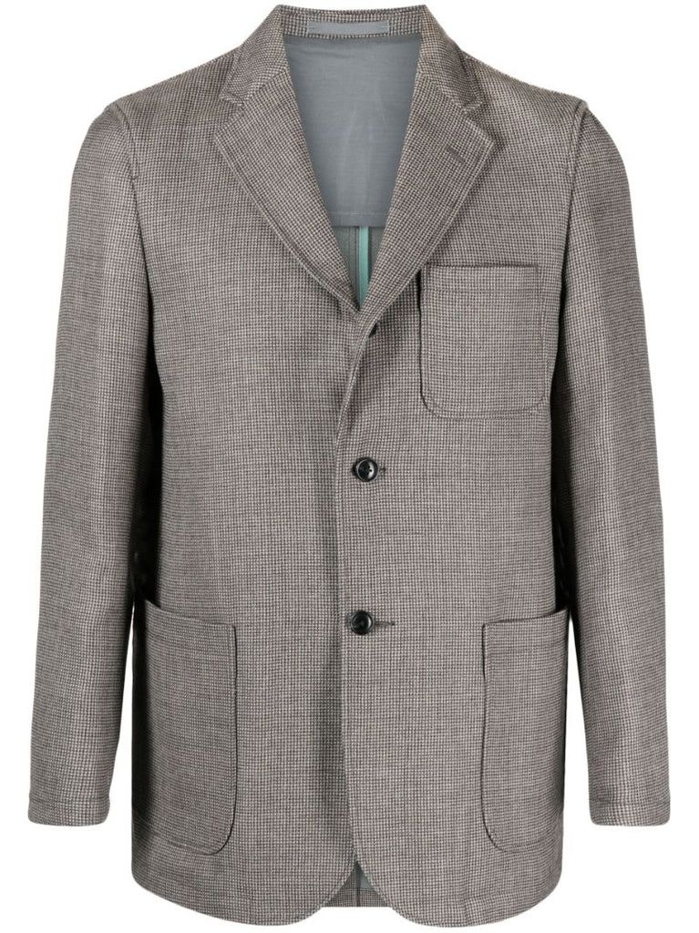 Grey 3b Checkered Wool Blazer