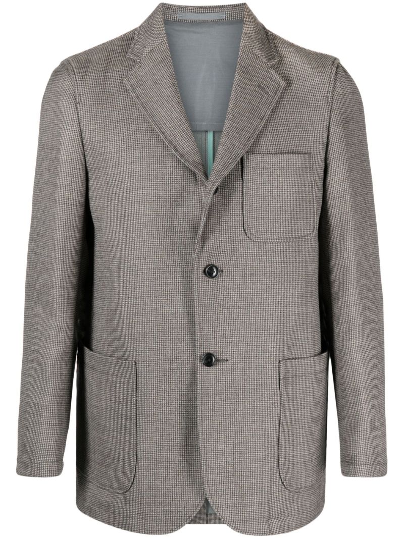 Grey 3b Checkered Wool Blazer