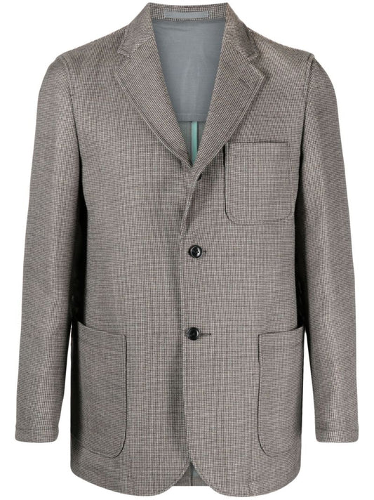 Grey 3b Checkered Wool Blazer