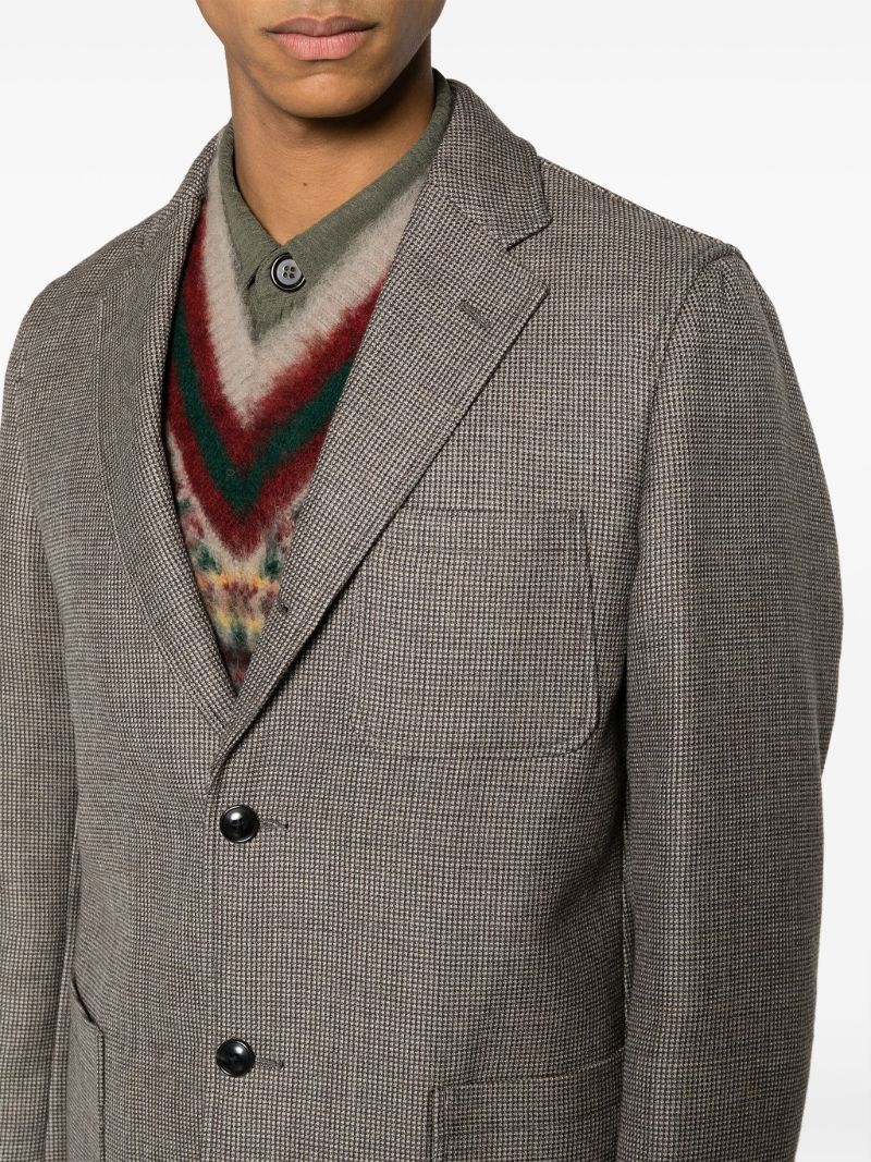 Grey 3b Checkered Wool Blazer