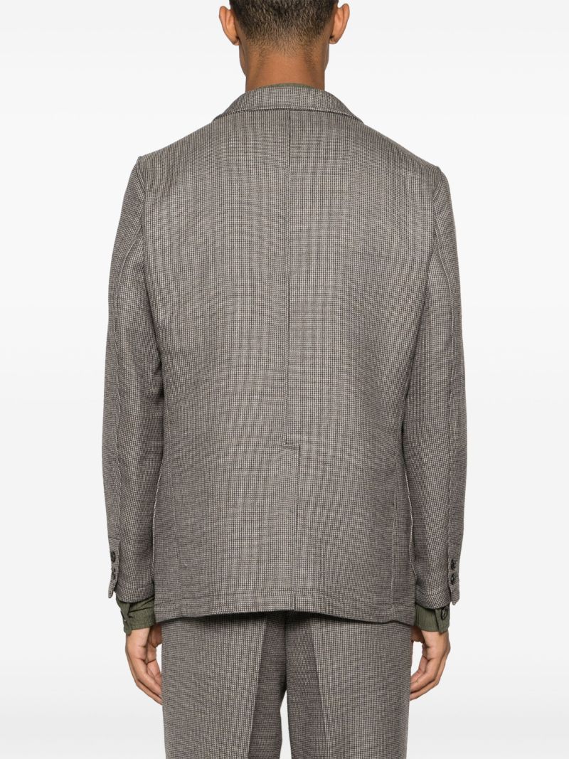 Grey 3b Checkered Wool Blazer