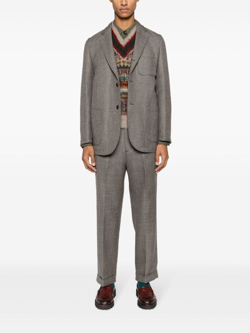 Grey 3b Checkered Wool Blazer
