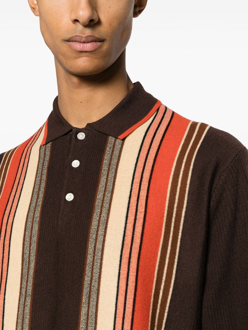 Brown Striped Wool Polo Shirt