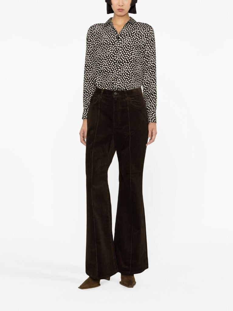 Brown Corduroy Flared Trousers