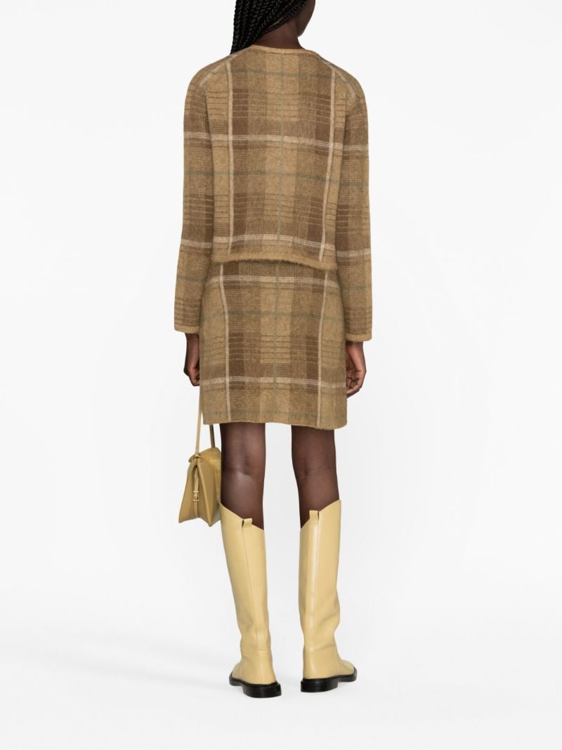 Brown Checked Mini Skirt