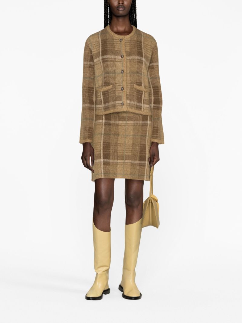 Brown Checked Mini Skirt