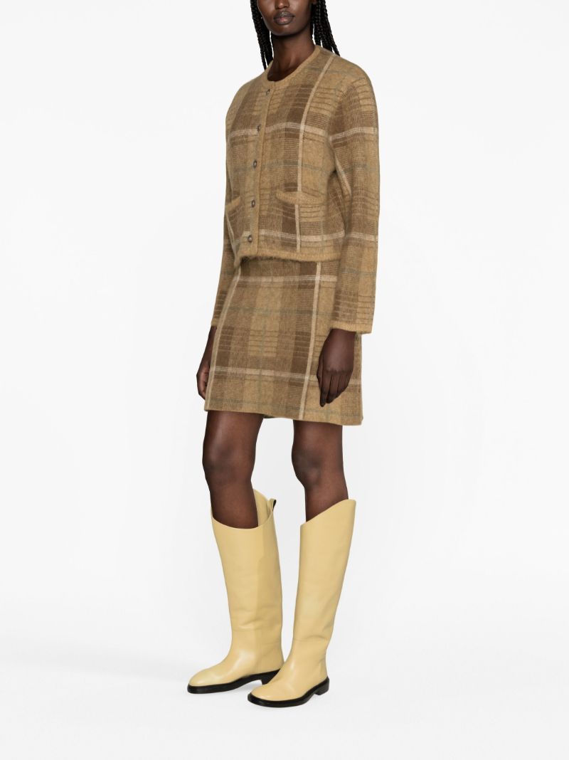 Brown Checked Mini Skirt