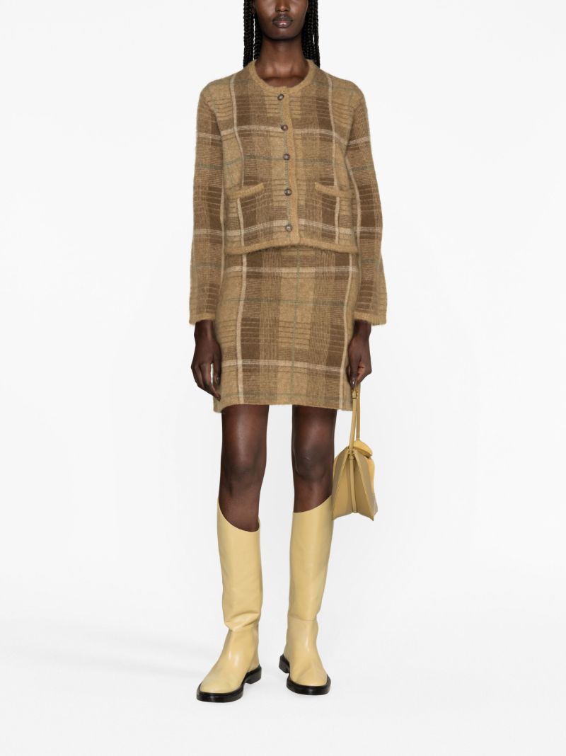 Brown Plaid Jacquard Cardigan