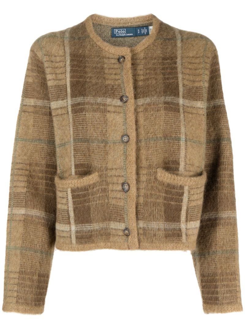 Brown Plaid Jacquard Cardigan