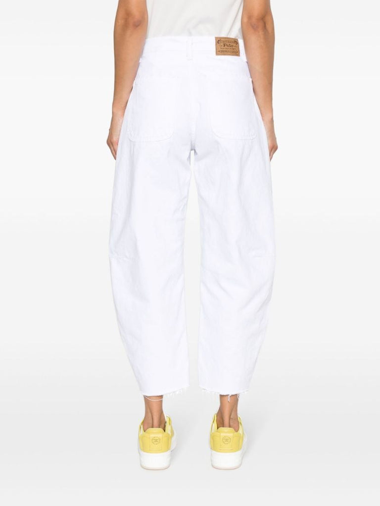 White Tapered Carrot-leg Jeans