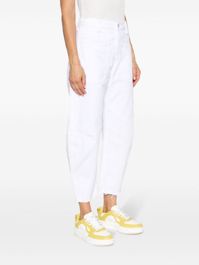 White Tapered Carrot-leg Jeans