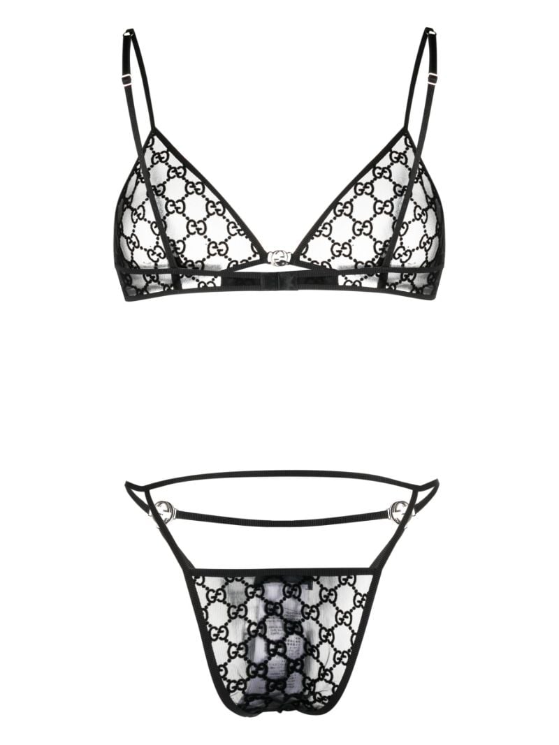 Black Gg Tulle Lingerie Set