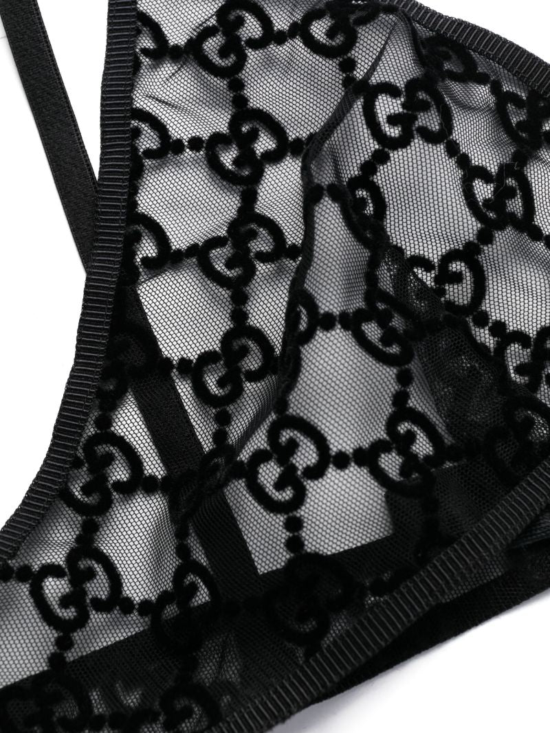 Black Gg Tulle Lingerie Set