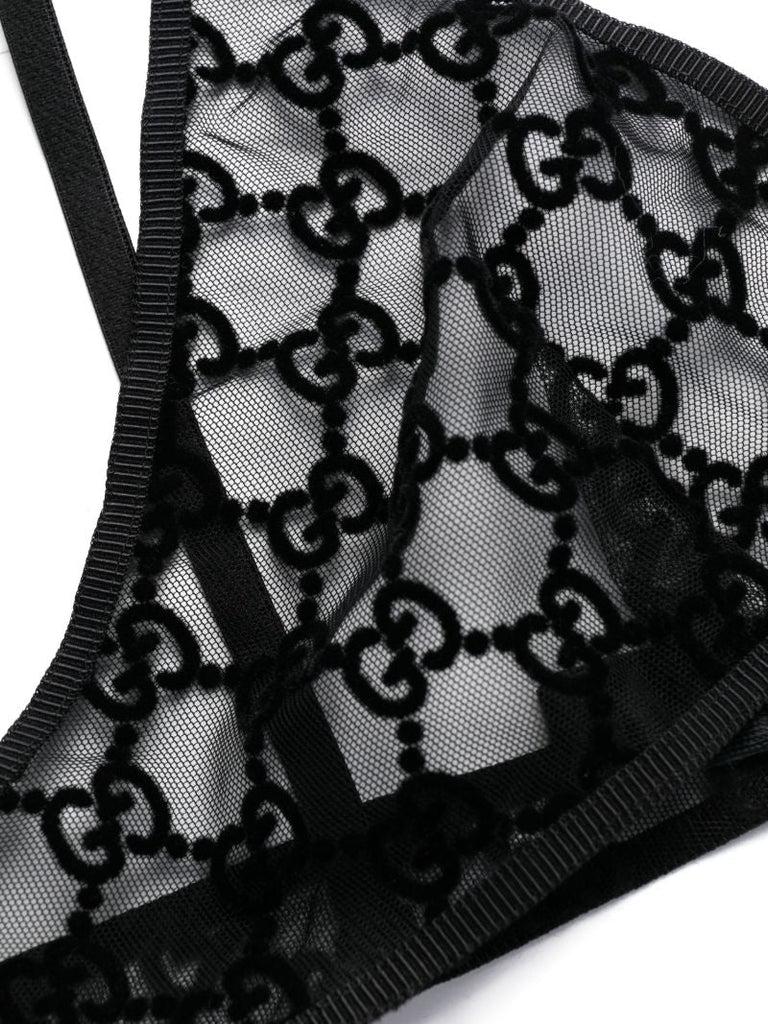 Black Gg Tulle Lingerie Set