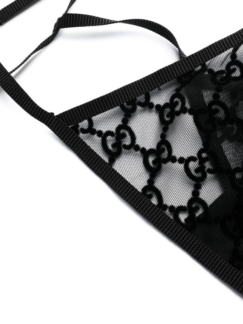 Black Gg Tulle Lingerie Set