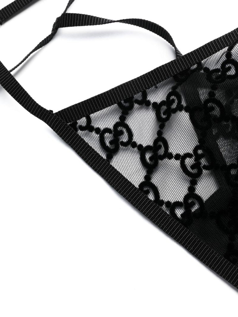 Black Gg Tulle Lingerie Set