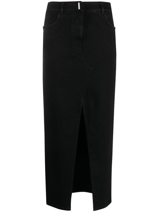 Black Denim Maxi Skirt