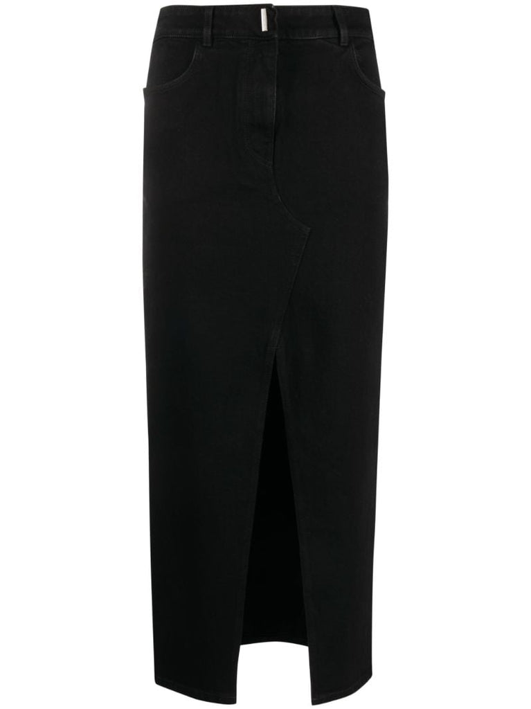 Black Denim Maxi Skirt