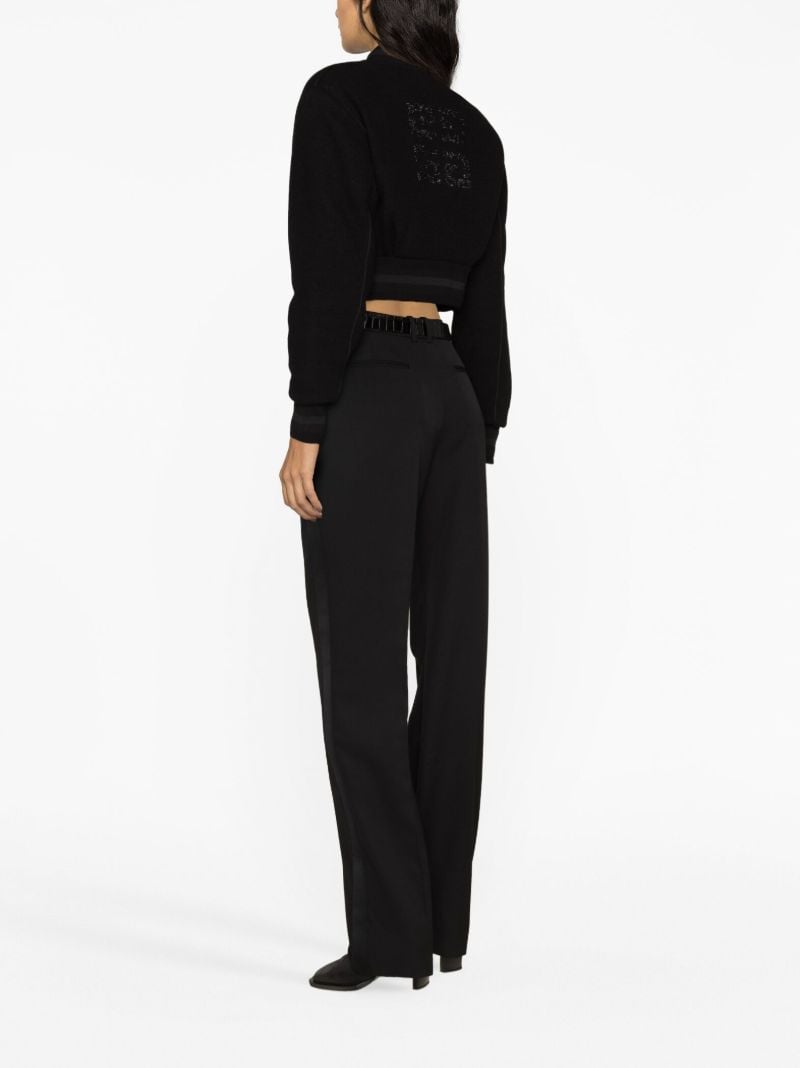Black Cropped Wool Bomber Jacket