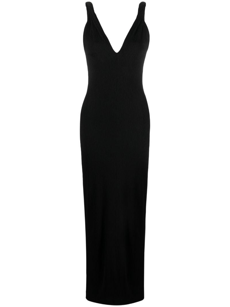 Black V-neck Open-back Gown