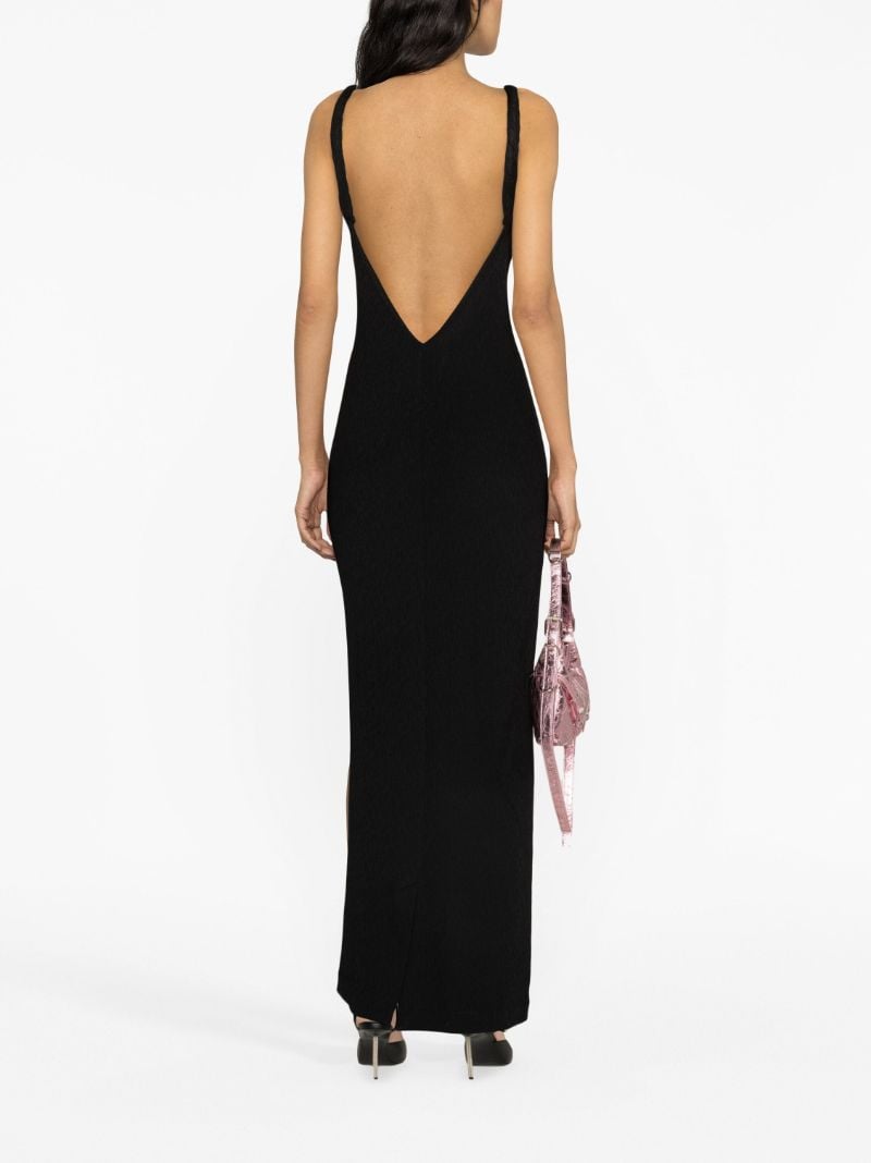 Black V-neck Open-back Gown