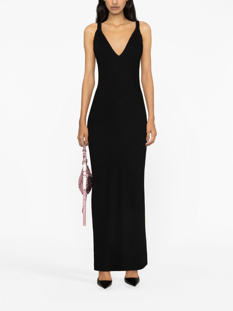 Black V-neck Open-back Gown