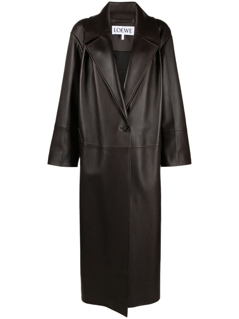 Brown Single-breasted Leather Coat