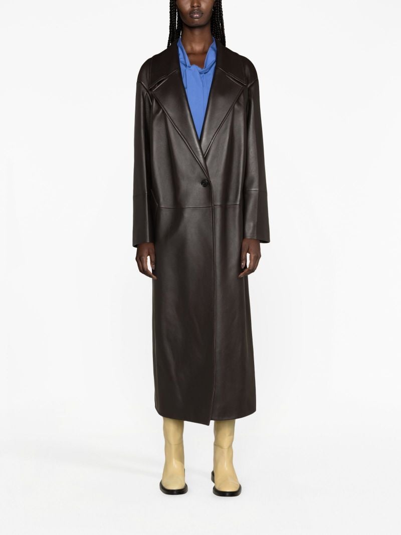Brown Single-breasted Leather Coat