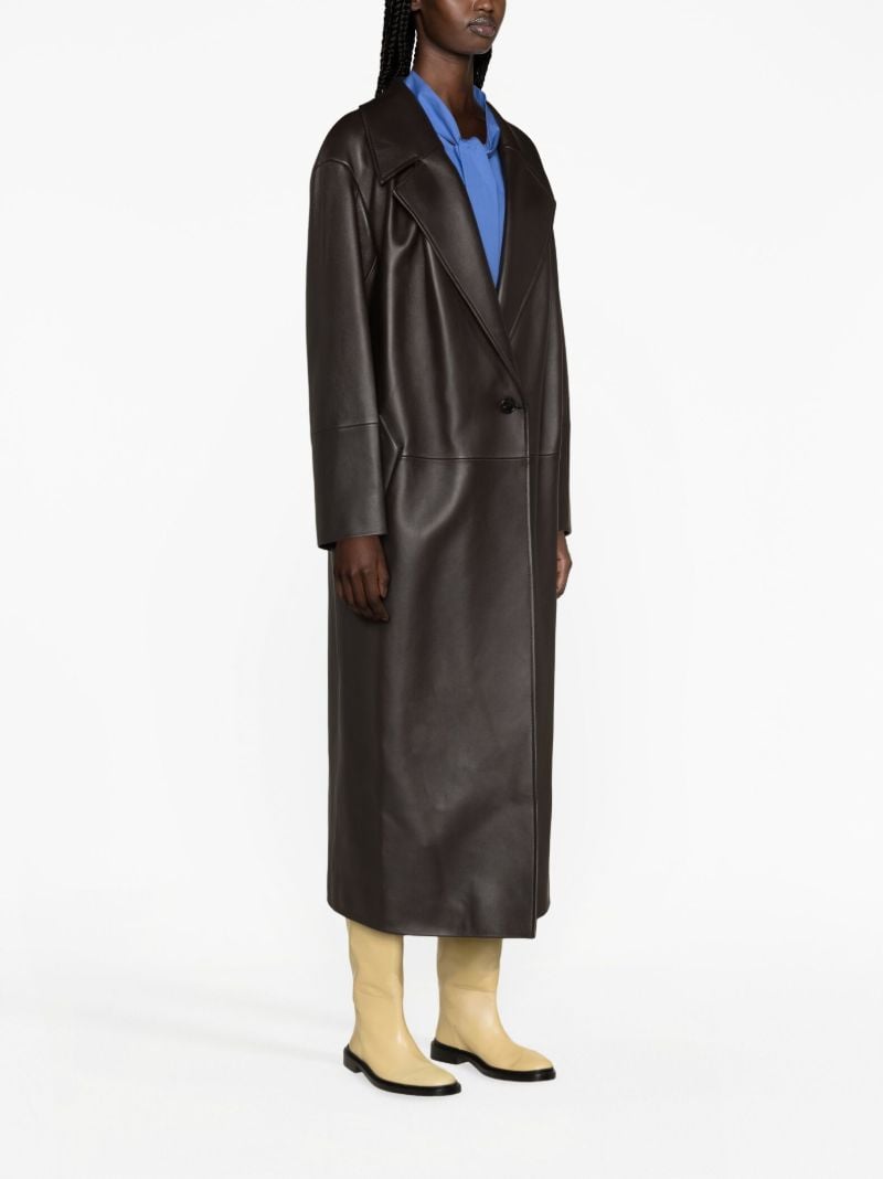 Brown Single-breasted Leather Coat