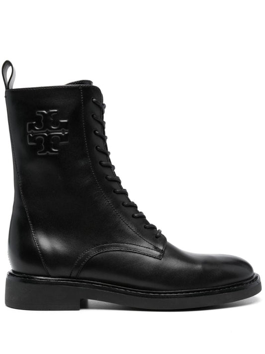 Black Doublet Lace-up Leather Boots
