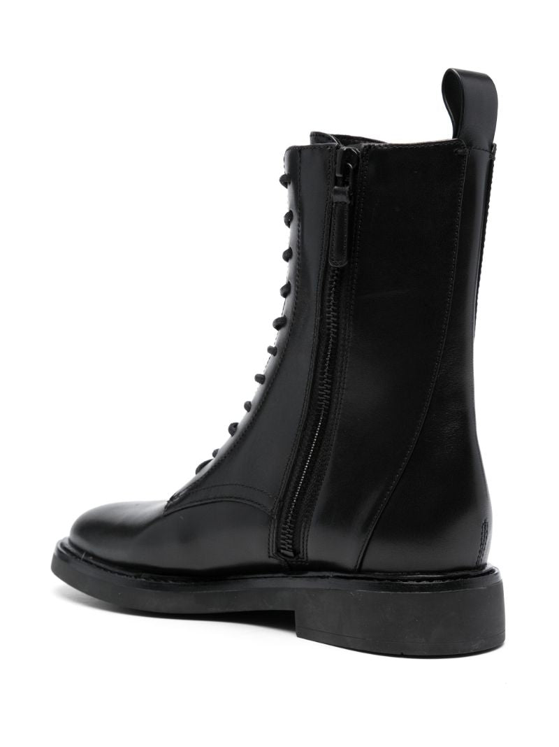 Black Doublet Lace-up Leather Boots