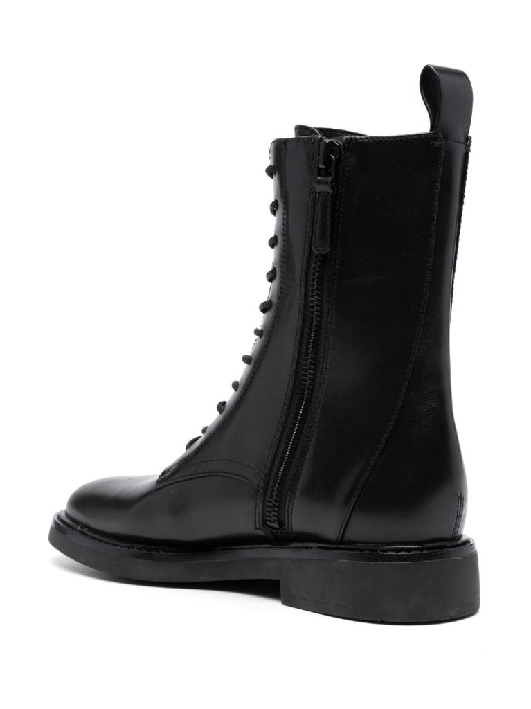 Black Doublet Lace-up Leather Boots