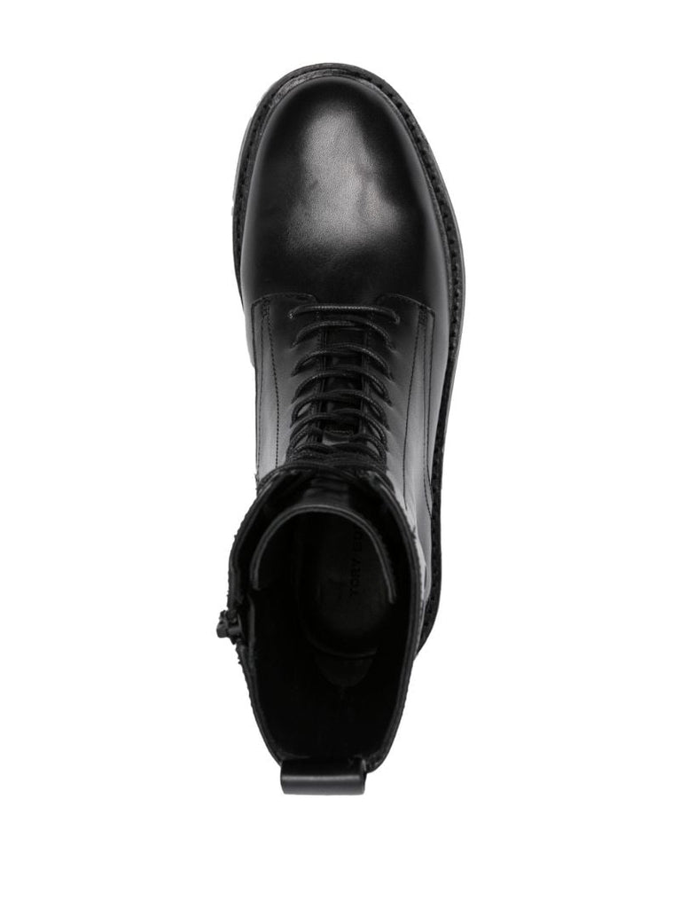 Black Doublet Lace-up Leather Boots